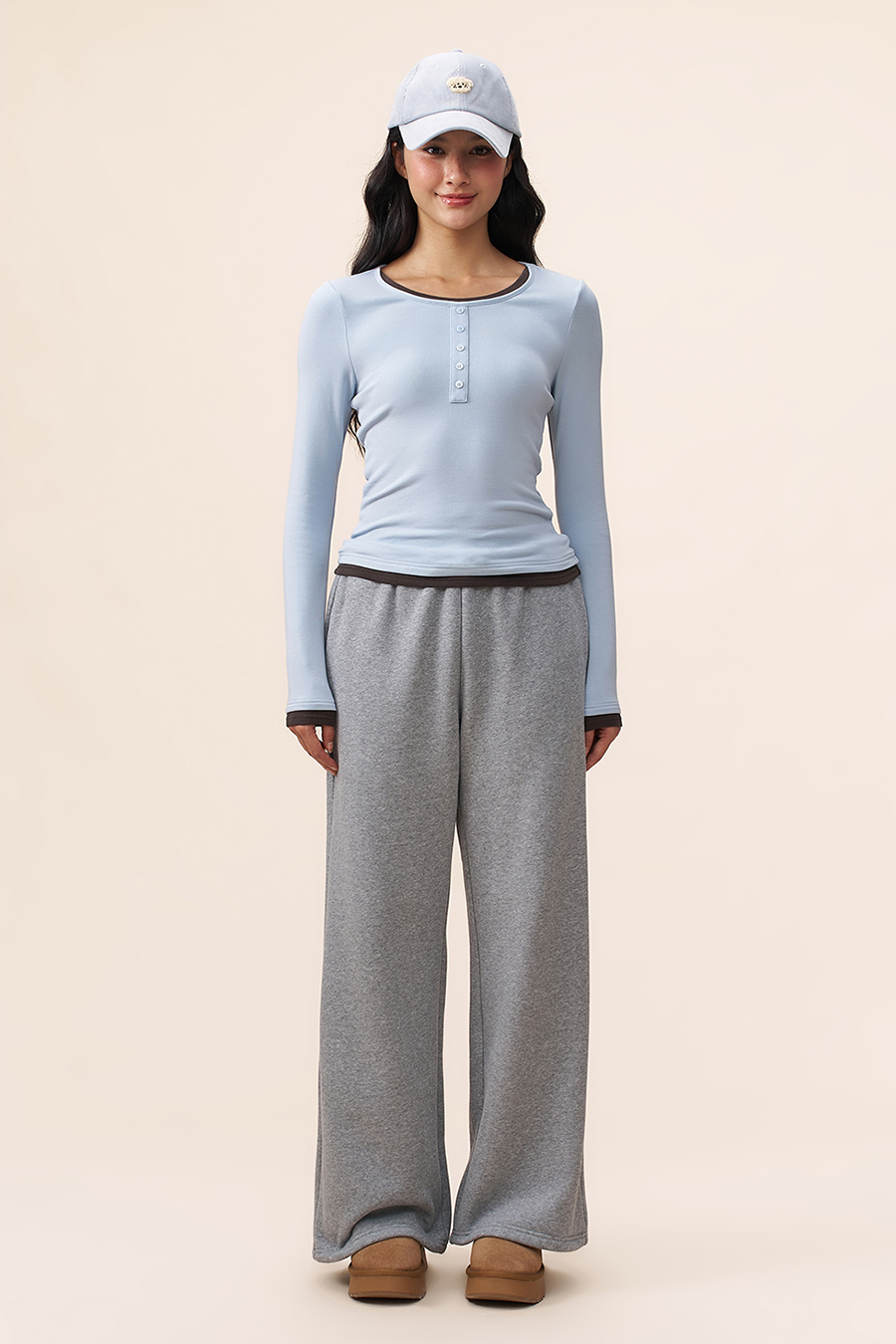 Button Detail Color Block Top|yescci-YESCCI.com