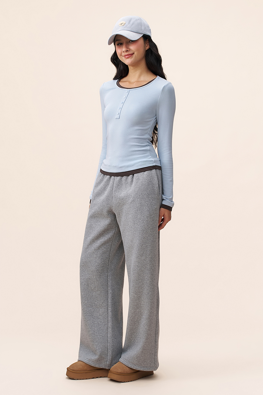 Button Detail Color Block Top|yescci-YESCCI.com