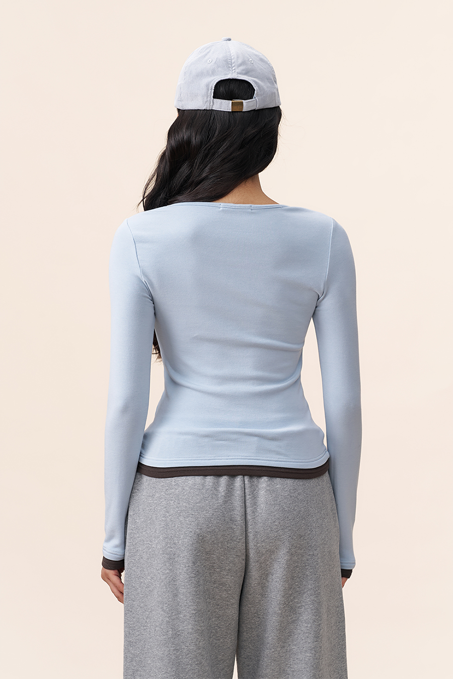 Button Detail Color Block Top|yescci-YESCCI.com