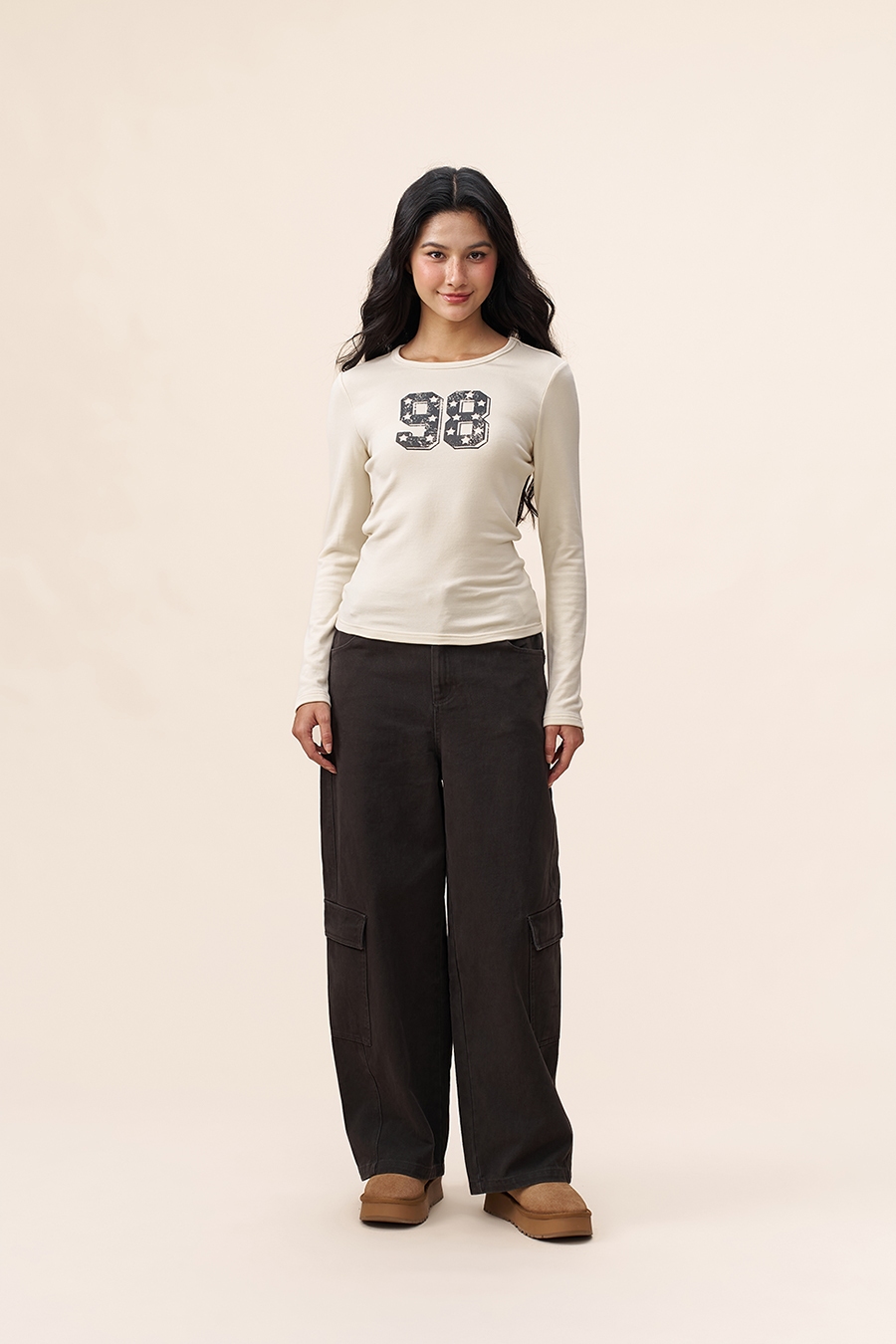 Number Print Long Sleeve Tee|yescci-YESCCI.com