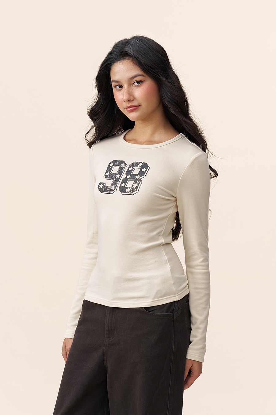 Number Print Long Sleeve Tee|yescci-YESCCI.com