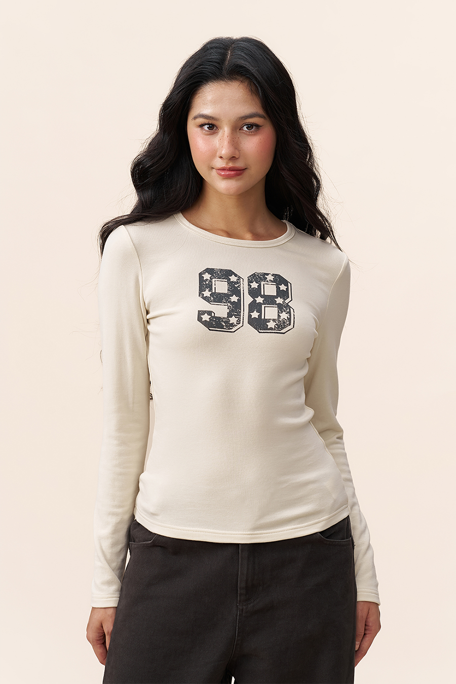 Number Print Long Sleeve Tee|yescci-YESCCI.com