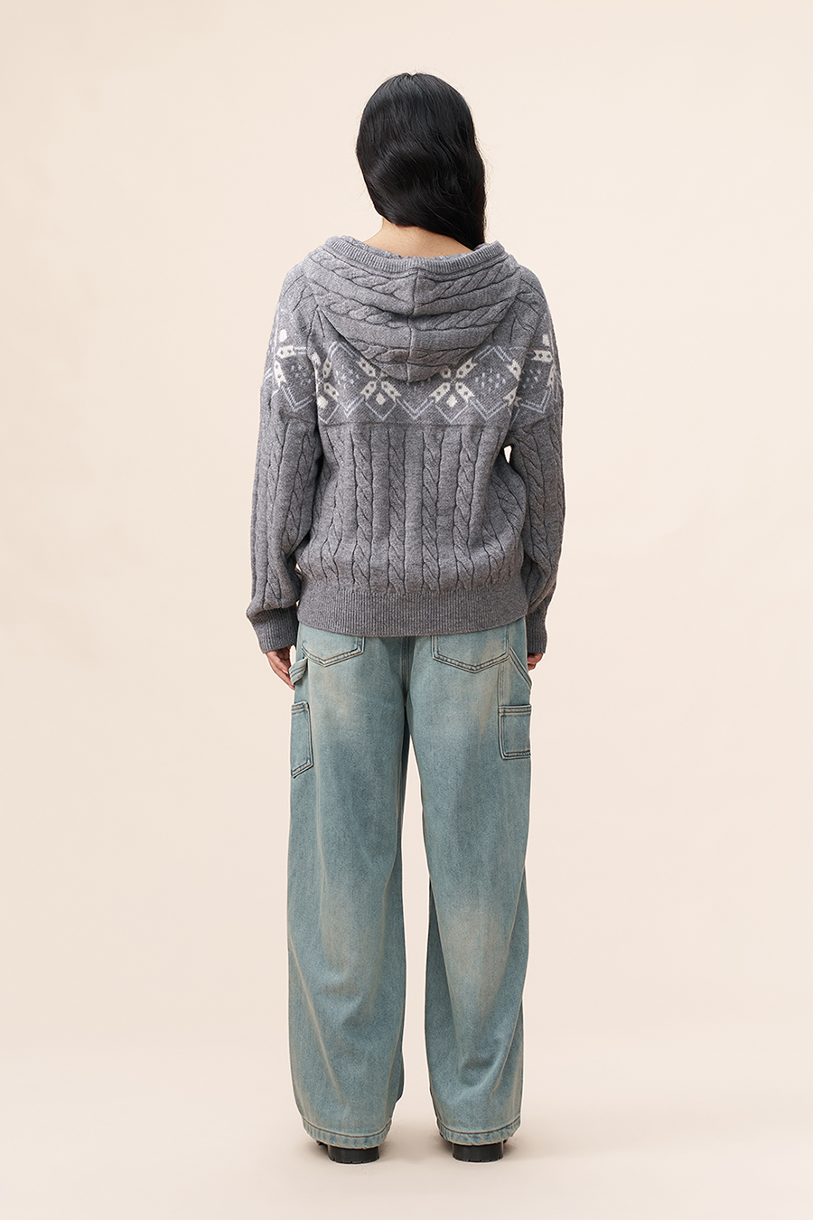 Fair Isle Knit Hooded Cardigan|yescci-YESCCI.com