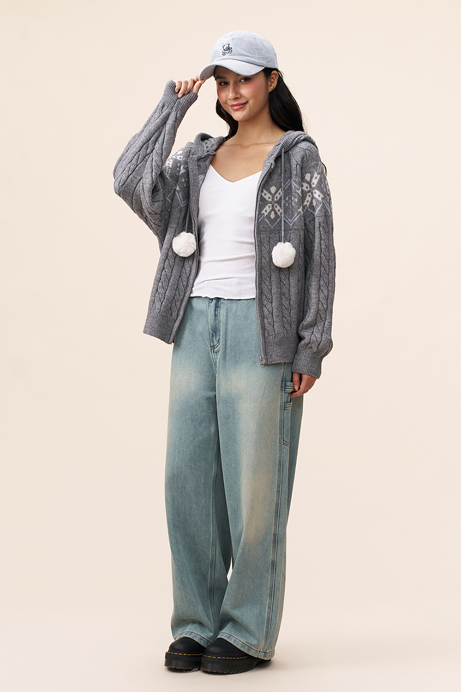 Fair Isle Knit Hooded Cardigan|yescci-YESCCI.com