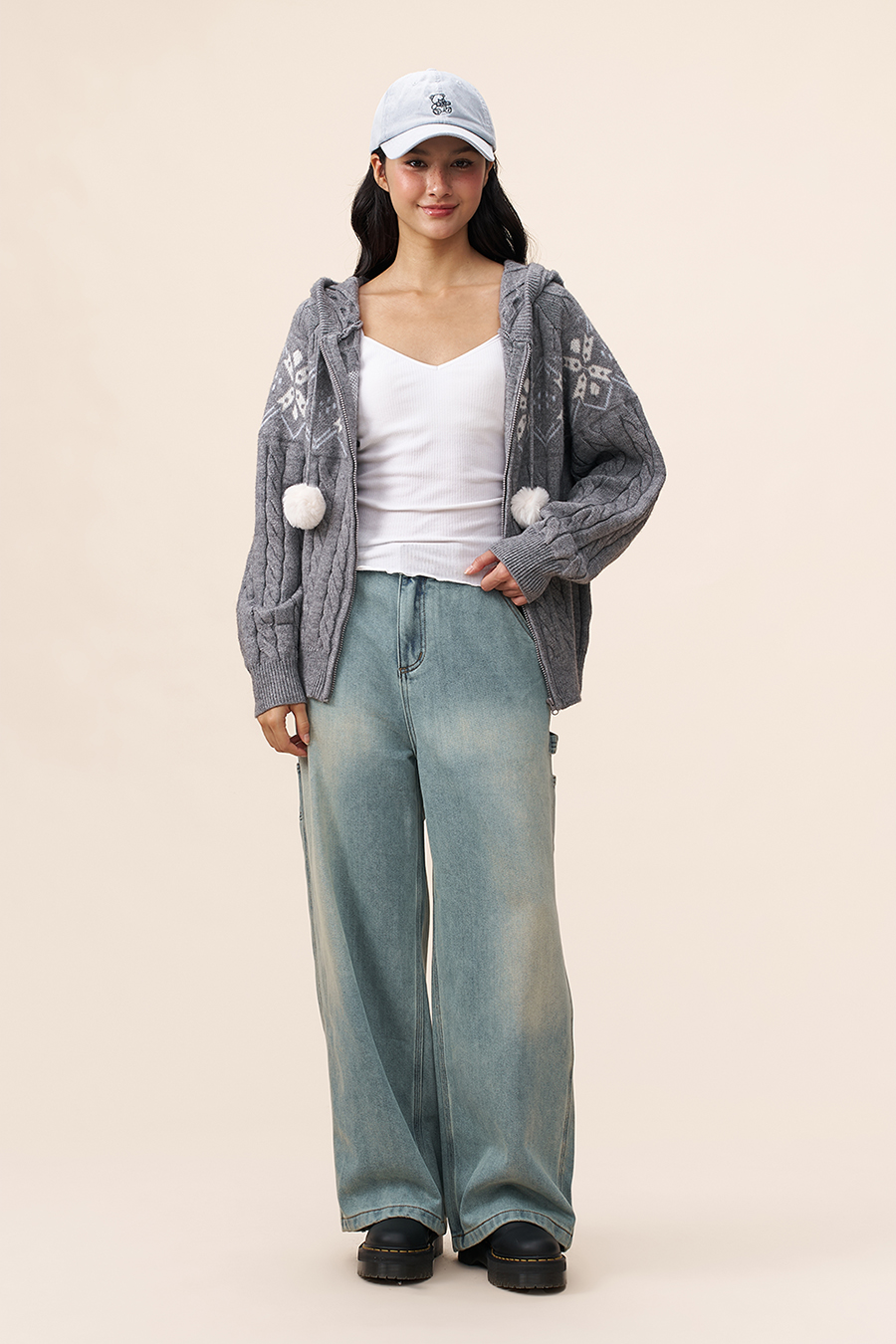 Fair Isle Knit Hooded Cardigan|yescci-YESCCI.com