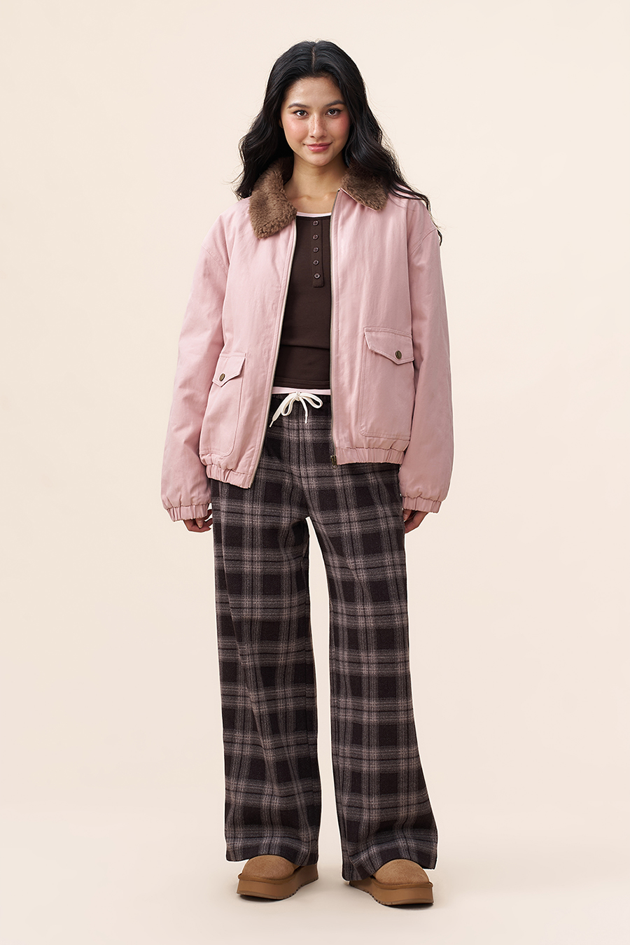 Fur Collar Bomber Jacket|yescci-YESCCI.com