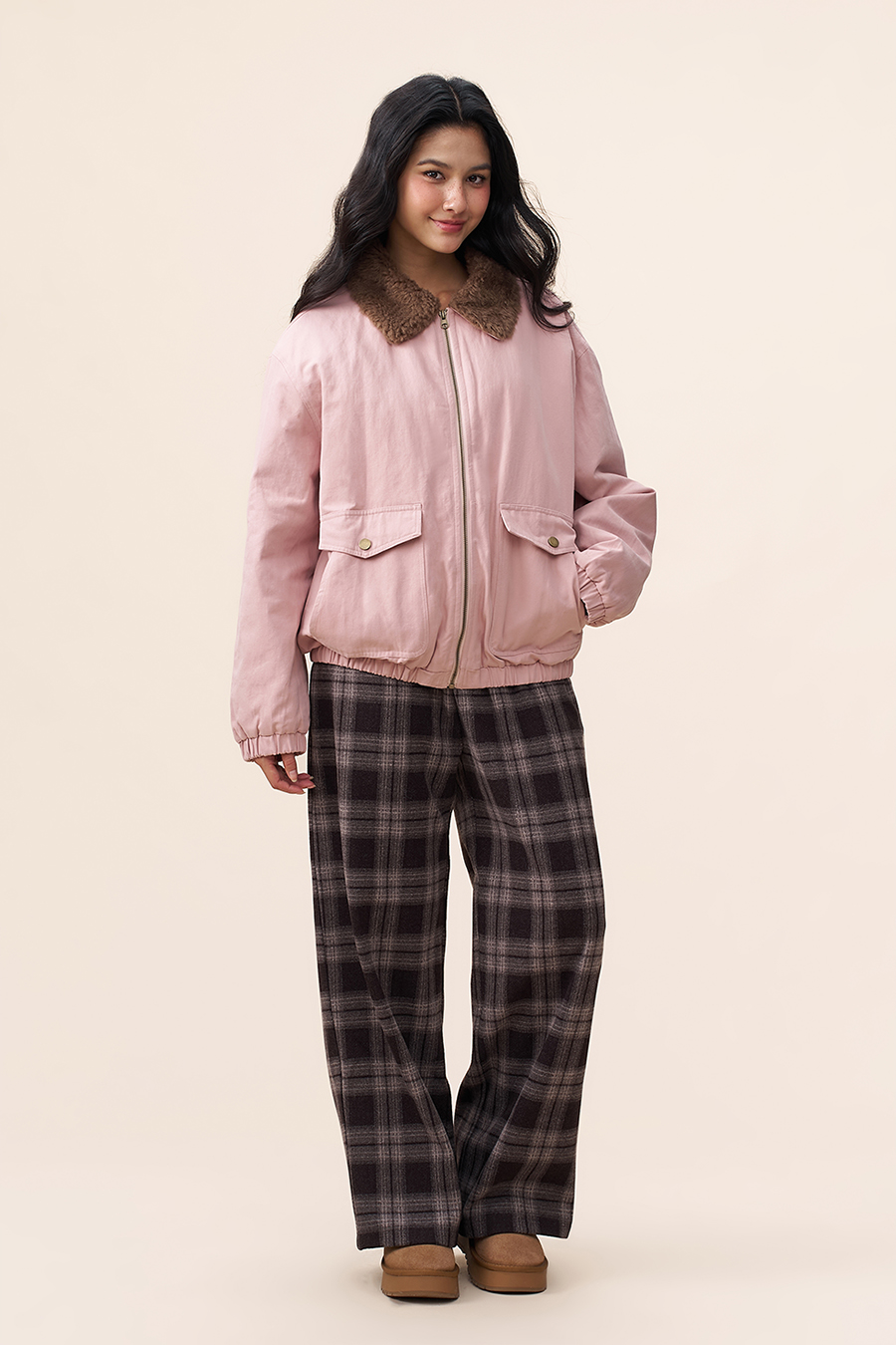 Fur Collar Bomber Jacket|yescci-YESCCI.com