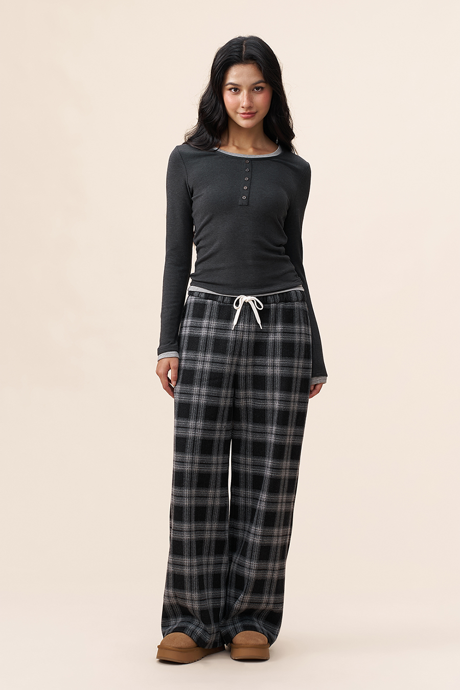 Plaid Wide Leg Pants|yescci-YESCCI.com