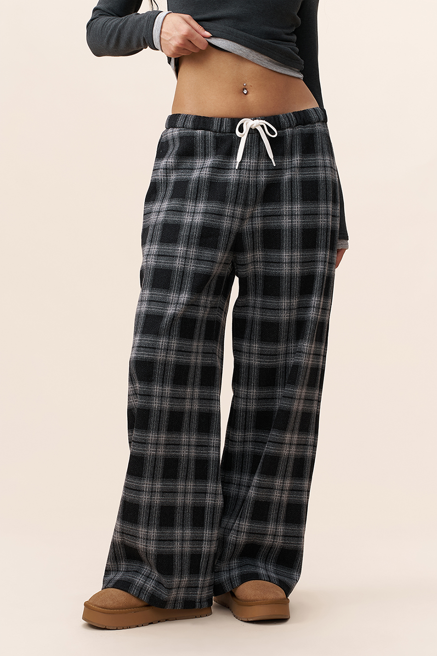 Plaid Wide Leg Pants|yescci-YESCCI.com