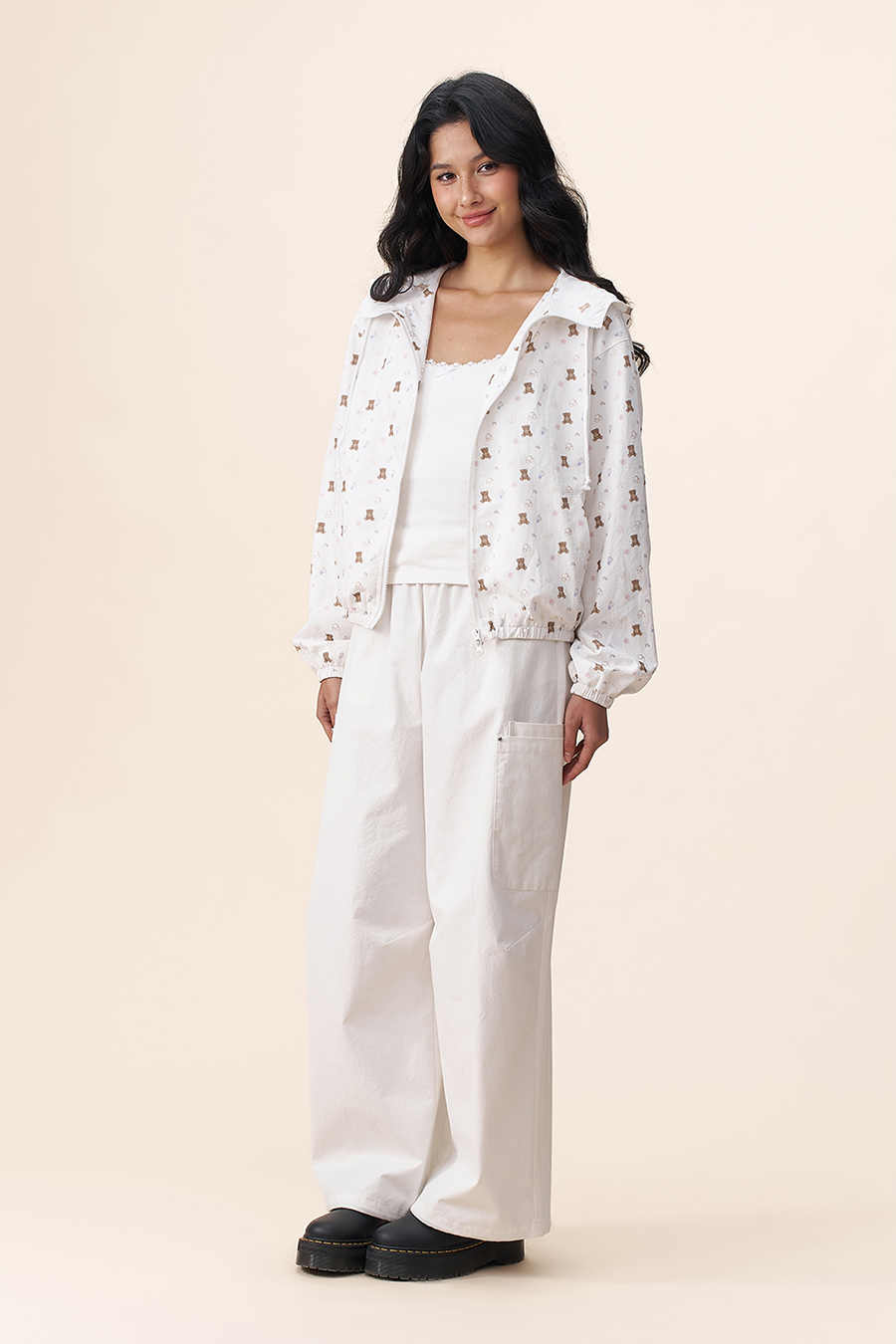 Bear Print Hooded Jacket|yescci-YESCCI.com