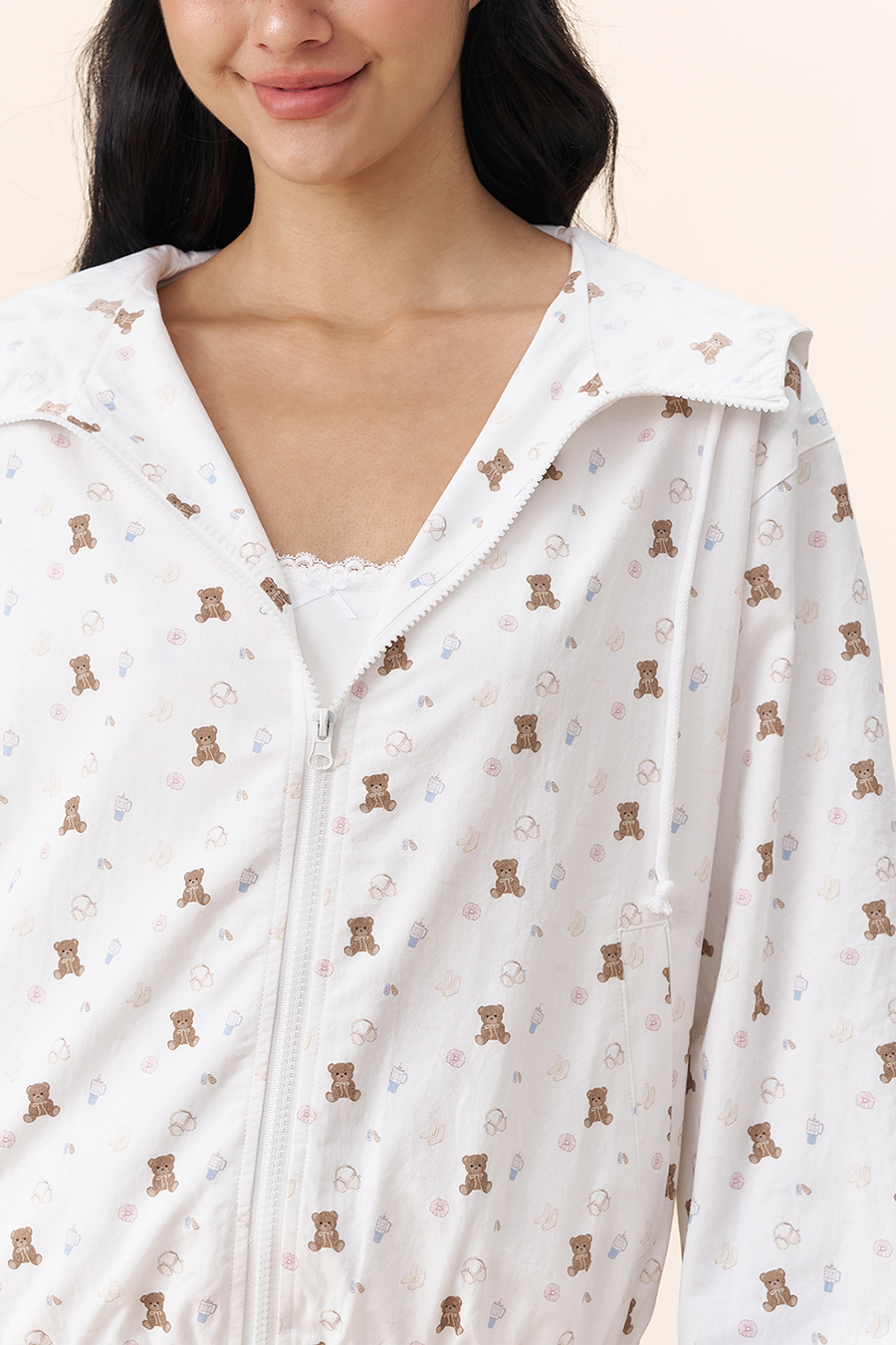 Bear Print Hooded Jacket|yescci-YESCCI.com