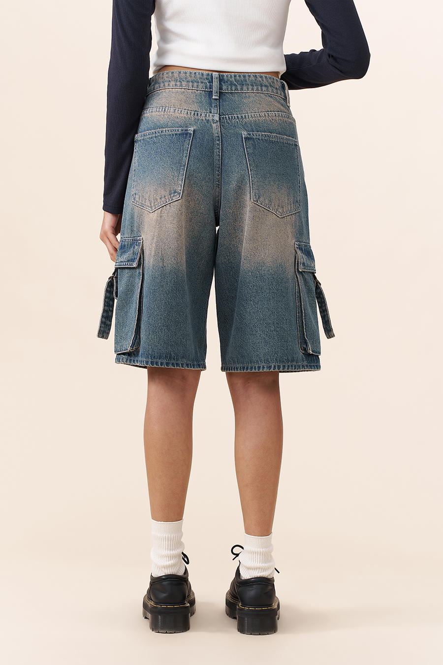 Retro Denim Cargo Shorts|yescci