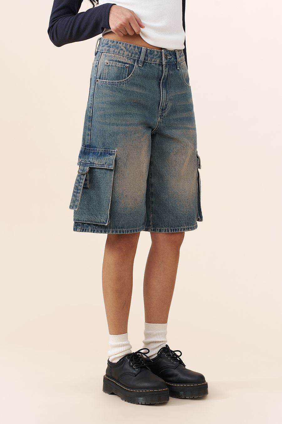 Retro Denim Cargo Shorts|yescci