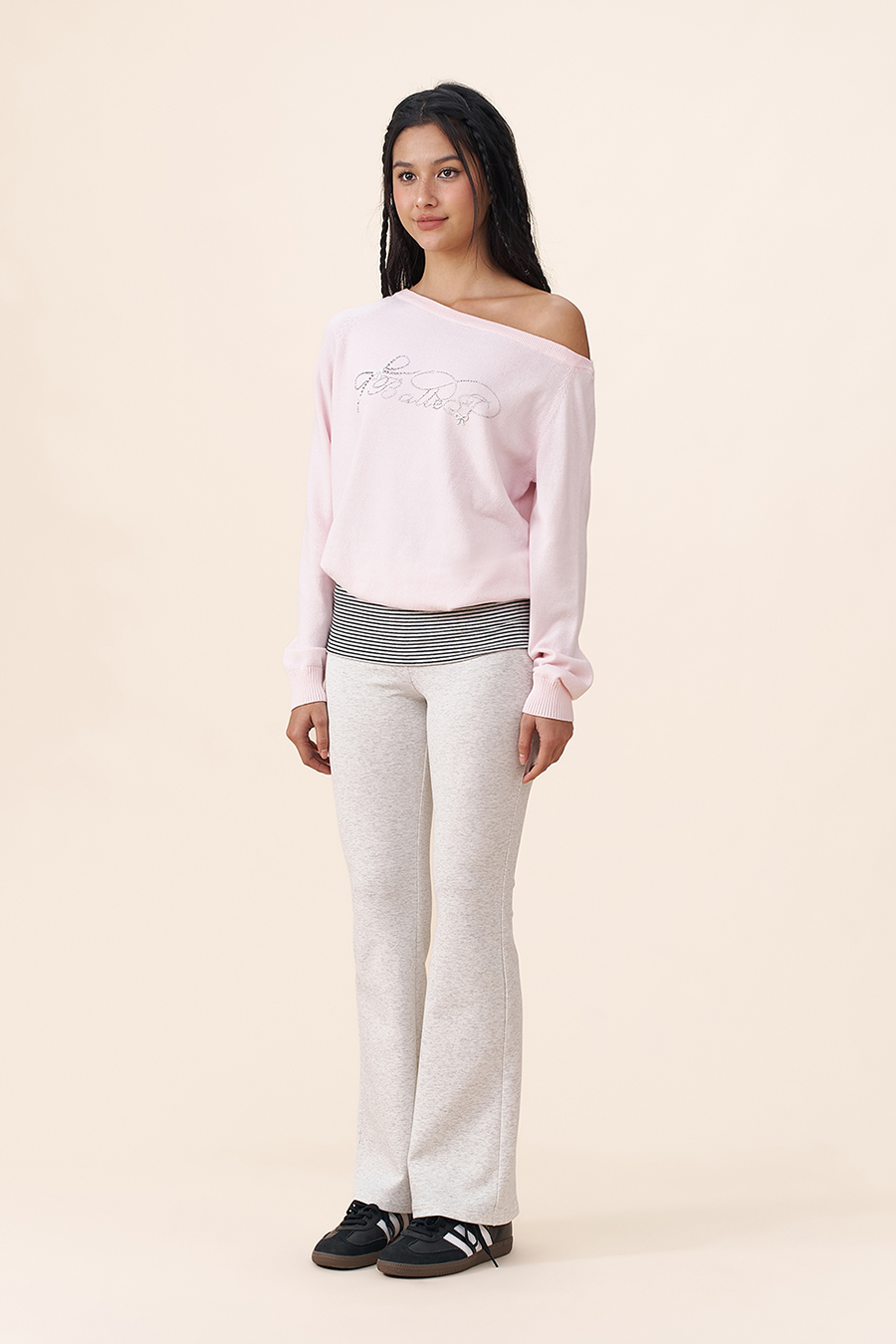 Letter Rhinestone Knit Sweater|yescci-YESCCI.com