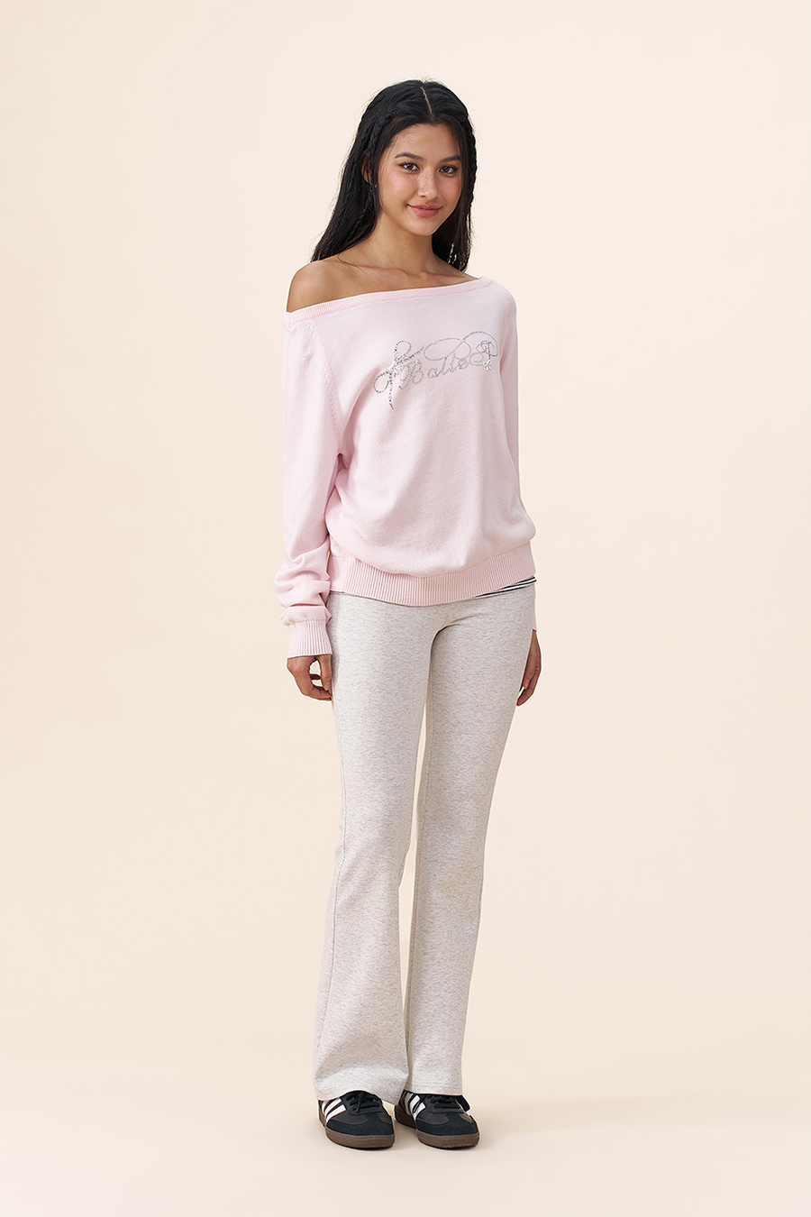 Letter Rhinestone Knit Sweater|yescci-YESCCI.com