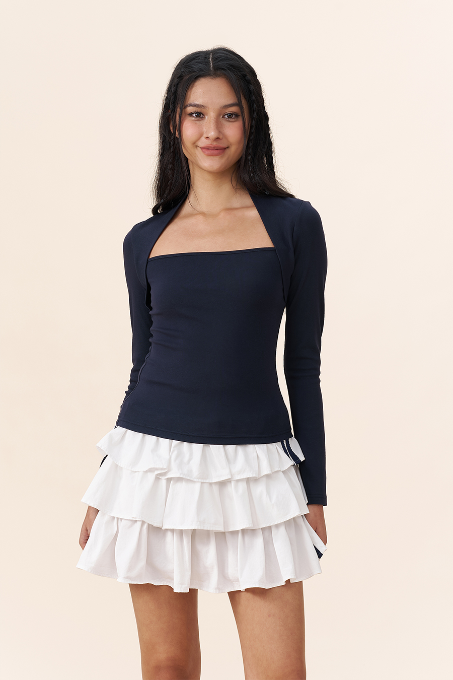 Square Neck Layered Style Blouse|yescci