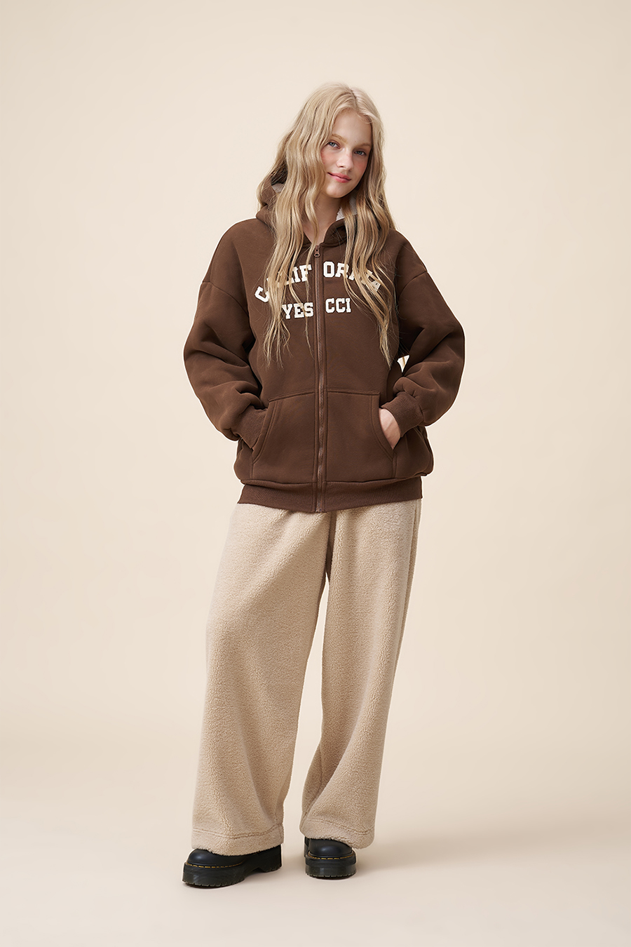 Fleece Wide Leg Pants|yescci-YESCCI.com