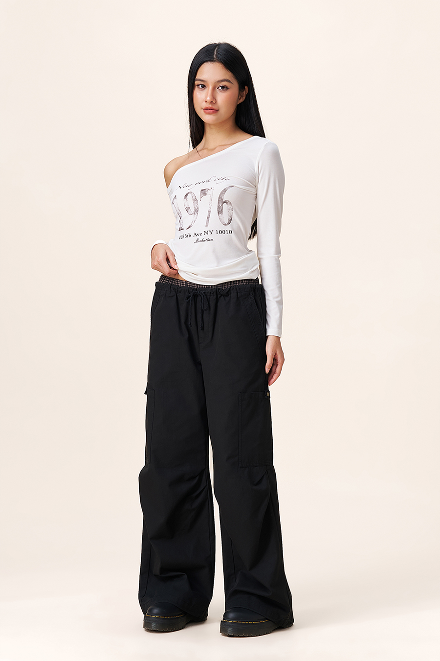 Slim Fit Printed Off-Shoulder Long Sleeve Top|yescci