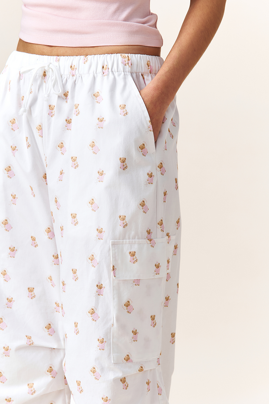 Teddy Bear Print Cargo Pants|yescci-YESCCI.com