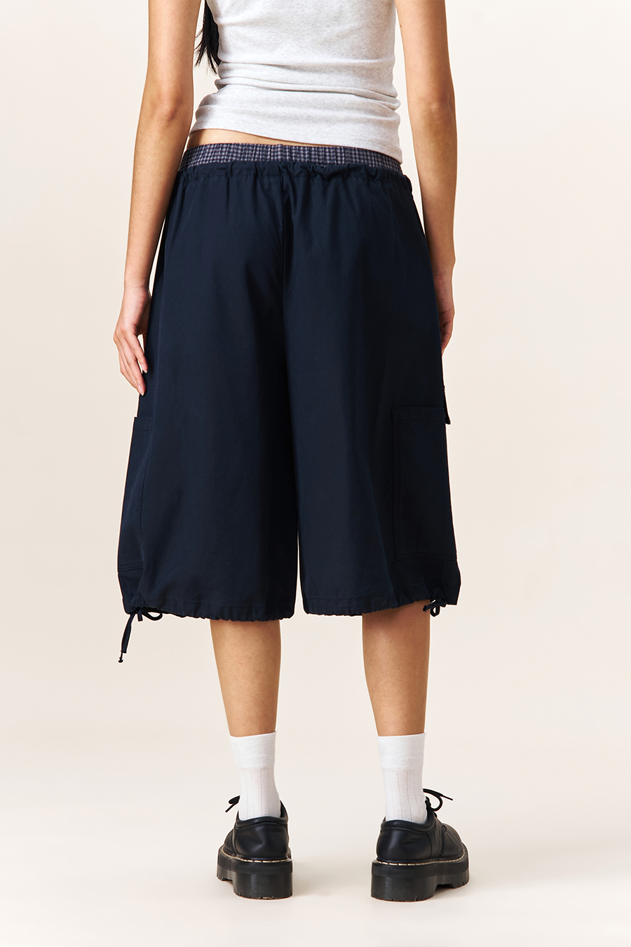 Drawstring Hem Cargo Shorts|yescci