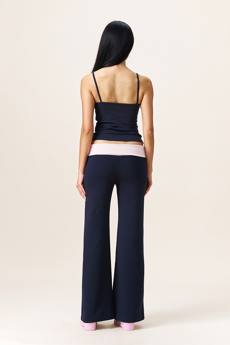 Contrast Waist Wide Leg Pants|yescci-YESCCI.com