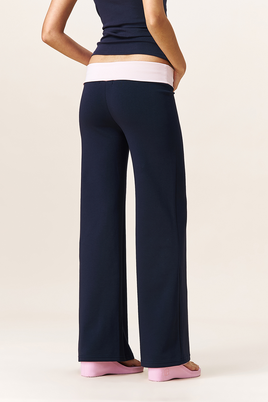 Contrast Waist Wide Leg Pants|yescci-YESCCI.com
