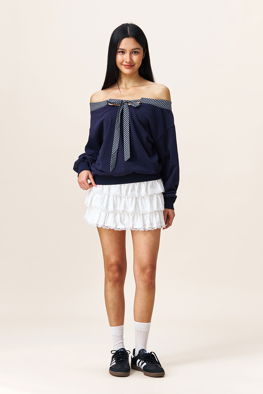 Bow Detail Off-Shoulder Pullover|yescci