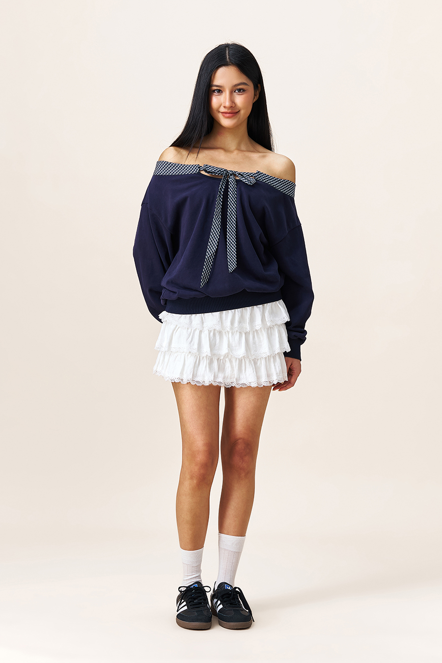 Bow Detail Off-Shoulder Pullover|yescci