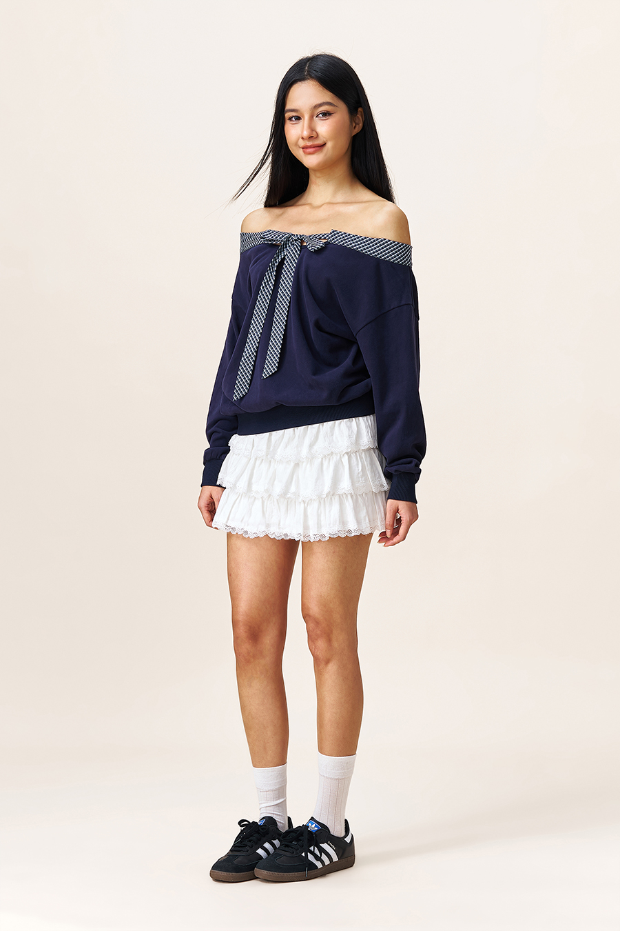 Bow Detail Off-Shoulder Pullover|yescci
