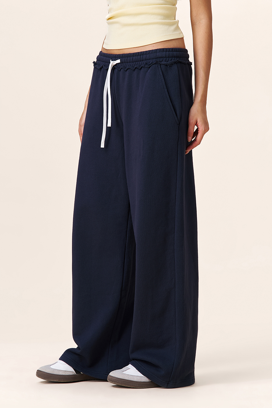 Ruffle Trim Printed Casual Pants|yescci-YESCCI.com