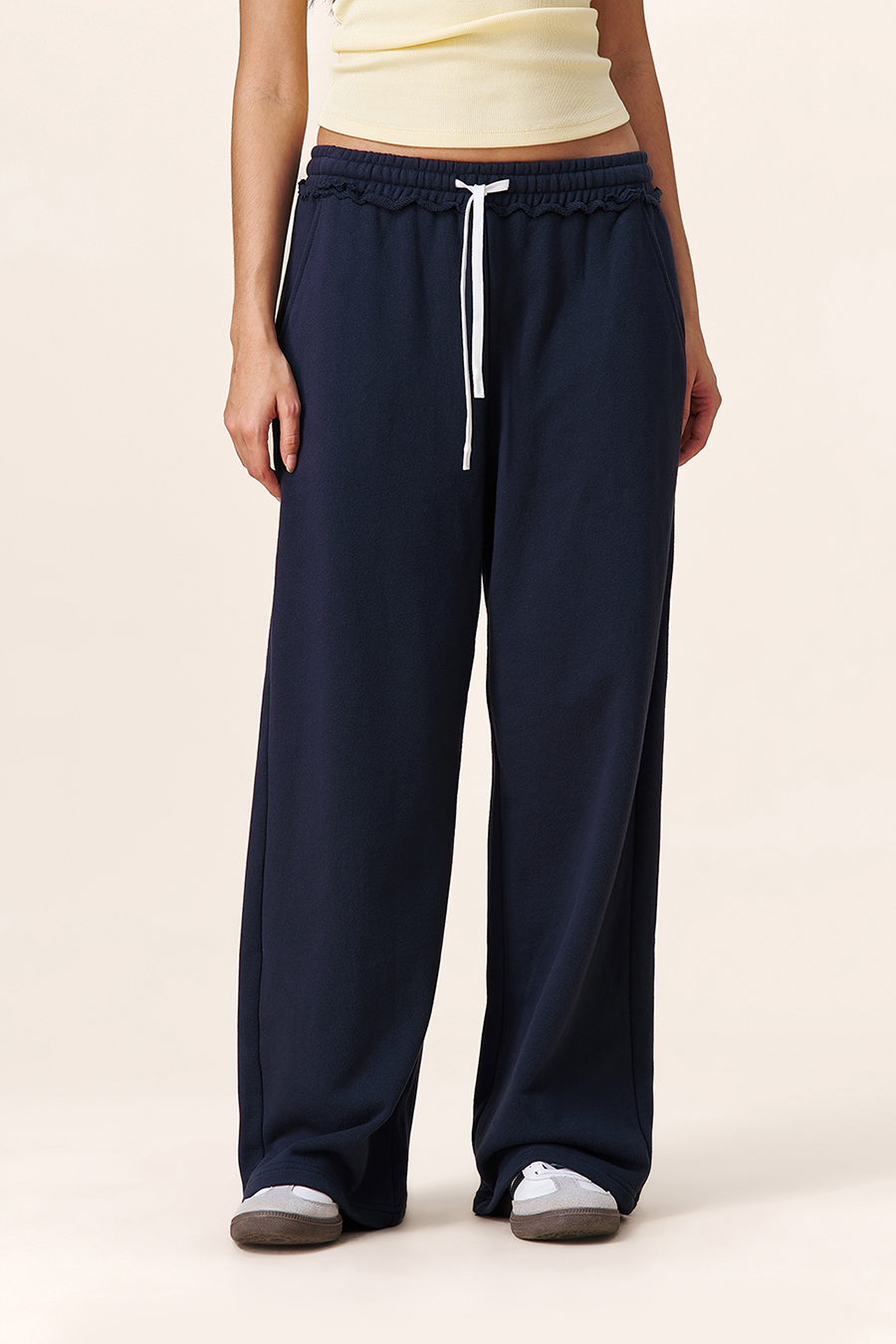 Ruffle Trim Printed Casual Pants|yescci-YESCCI.com