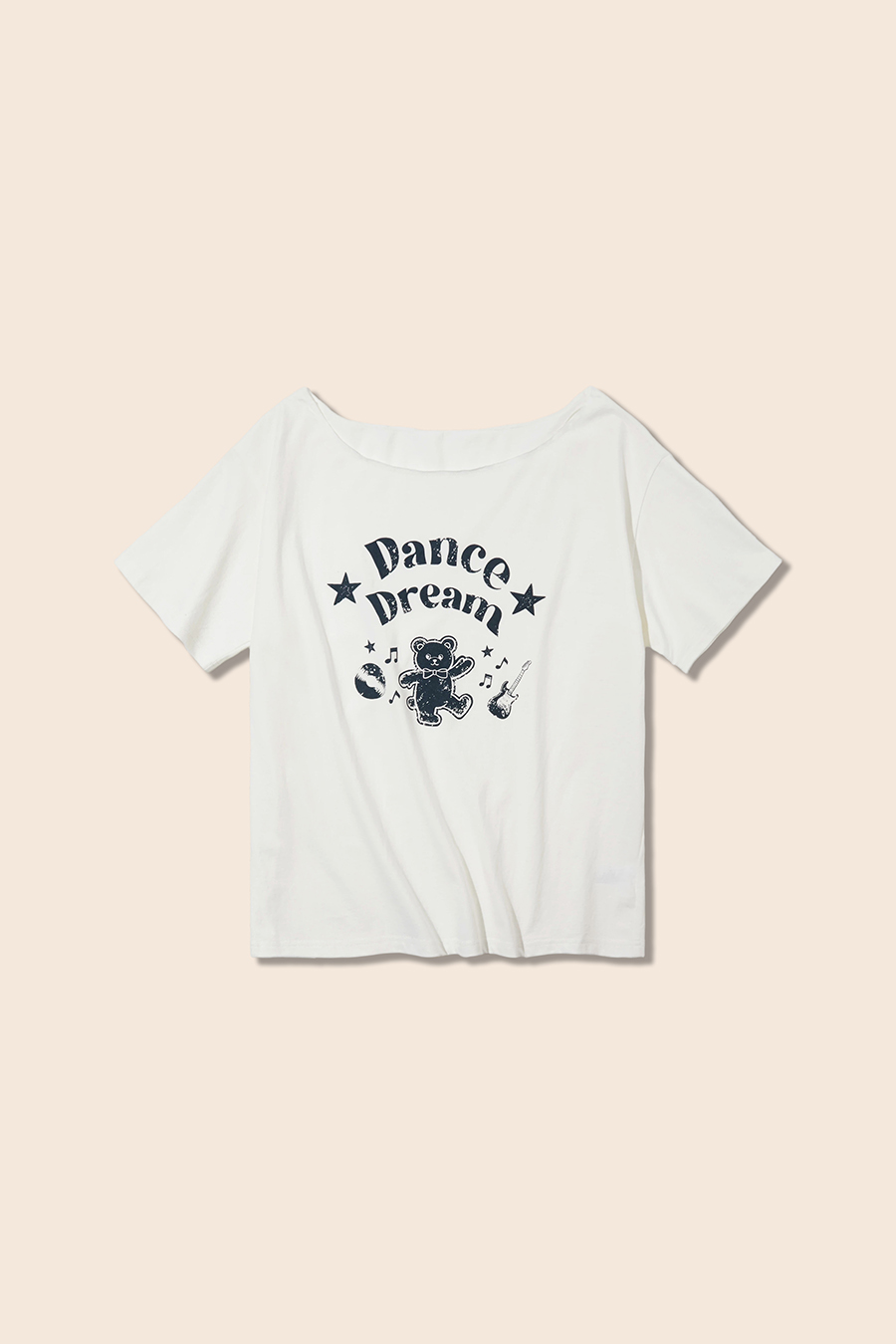 Wide Neck Bear Graphic Top|yescci