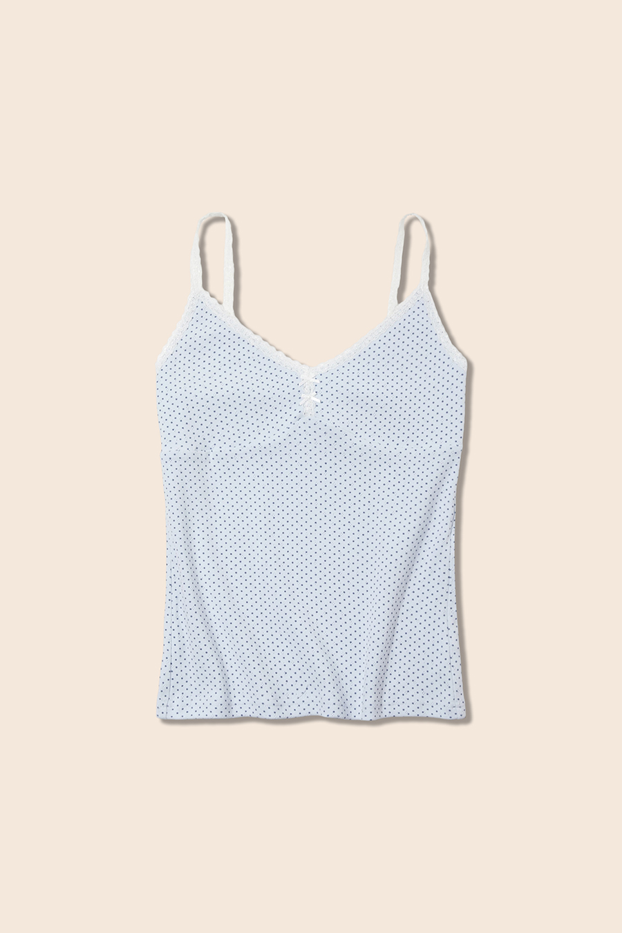 Lace Trim Polka Dot Cami|yescci