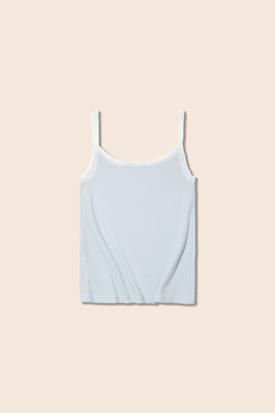 Lace Trim Waffle Knit Cami Top|yescci-YESCCI.com