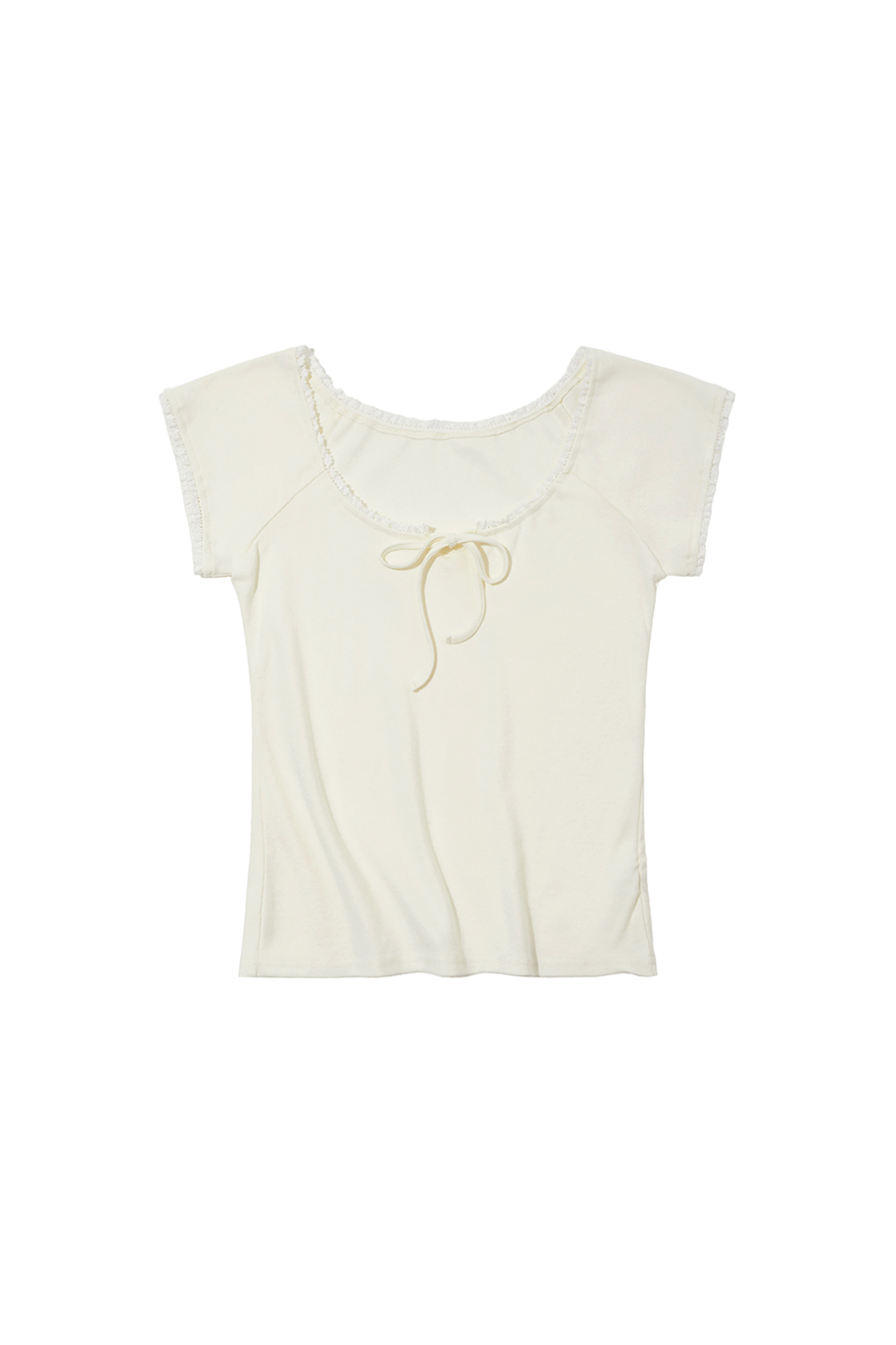 Lace Trim Bow Tie Top|yescci