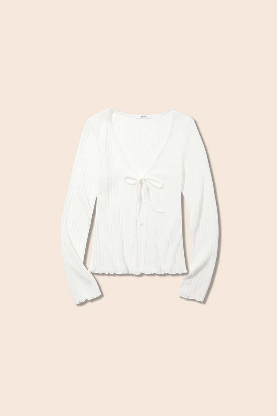 Bow Tie Ribbed Cardigan|yescci