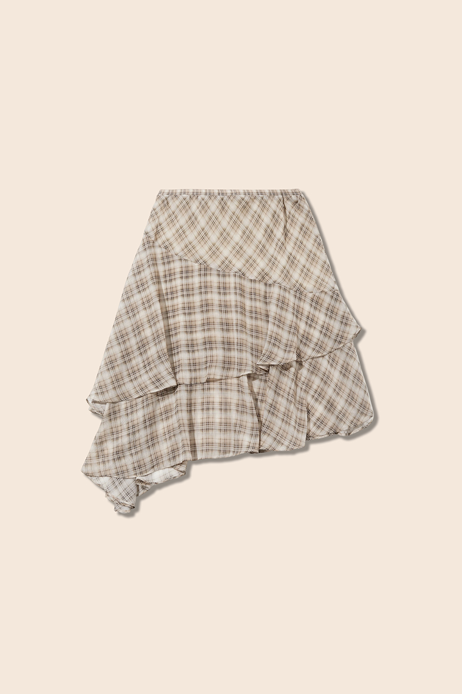 Asymmetric Tiered Plaid Skirt