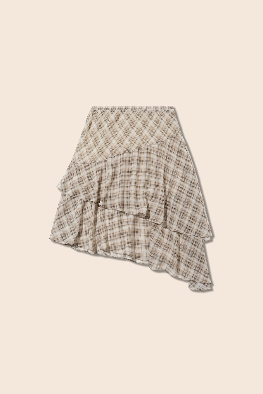 Asymmetric Tiered Plaid Skirt