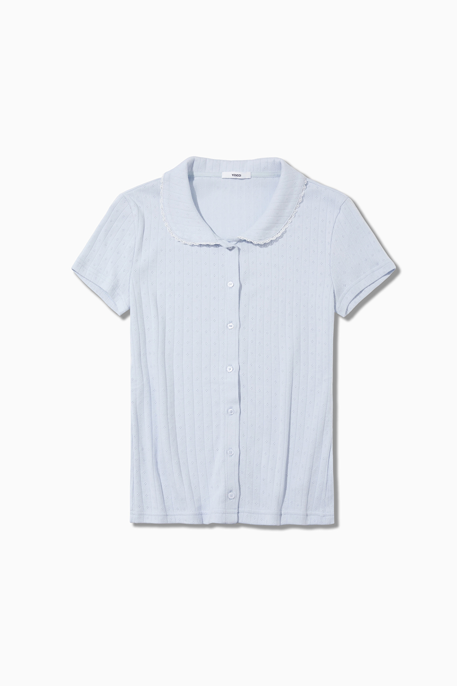 Lace Trim Peter Pan Collar Tee|yescci-YESCCI.com