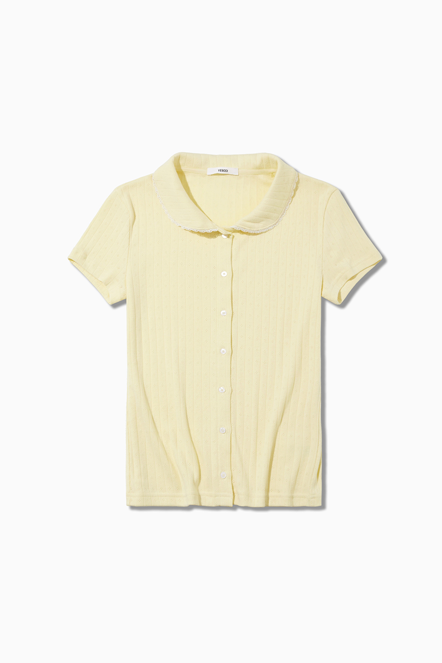 Lace Trim Peter Pan Collar Tee|yescci-YESCCI.com