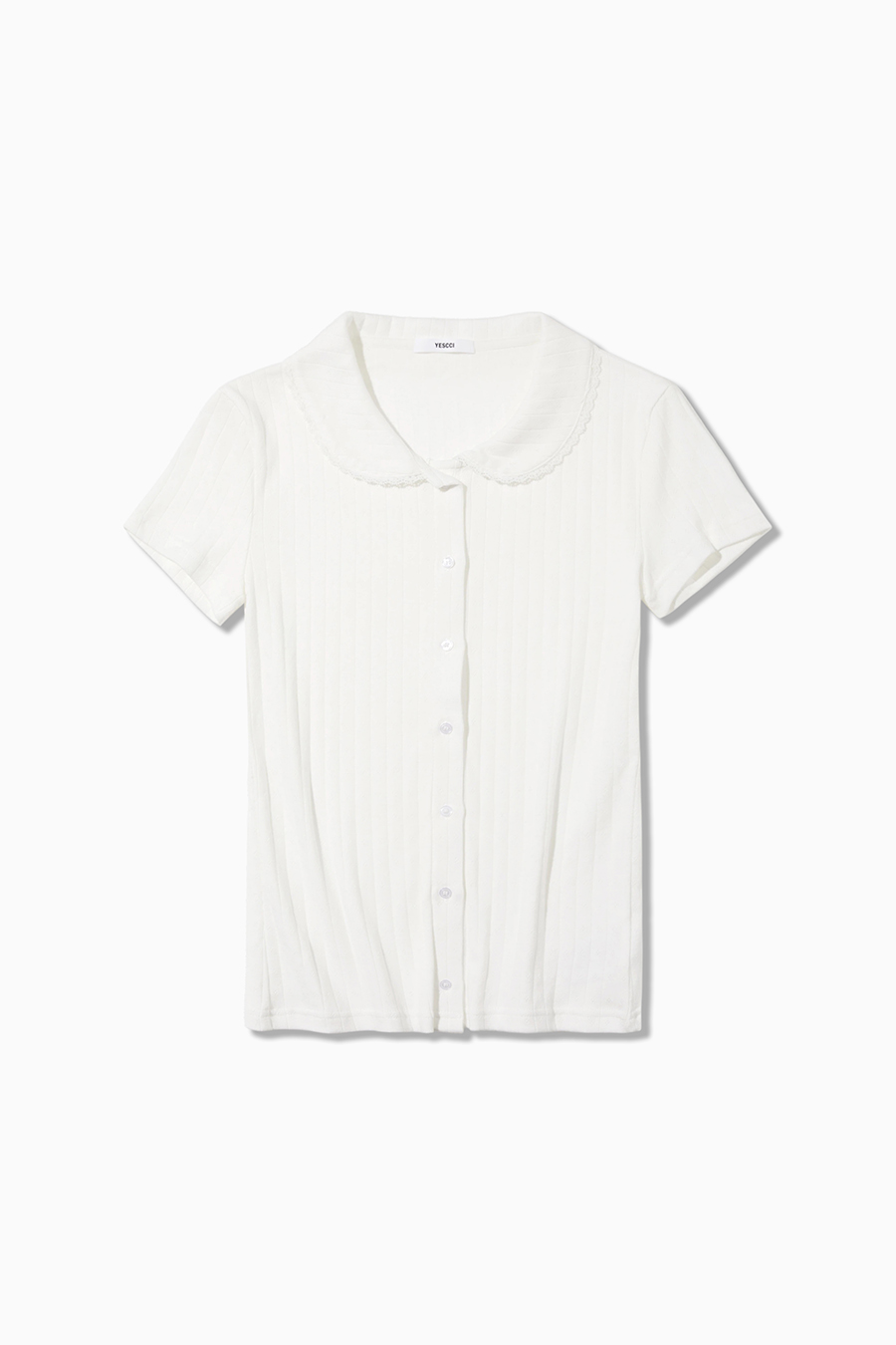Lace Trim Peter Pan Collar Tee|yescci-YESCCI.com
