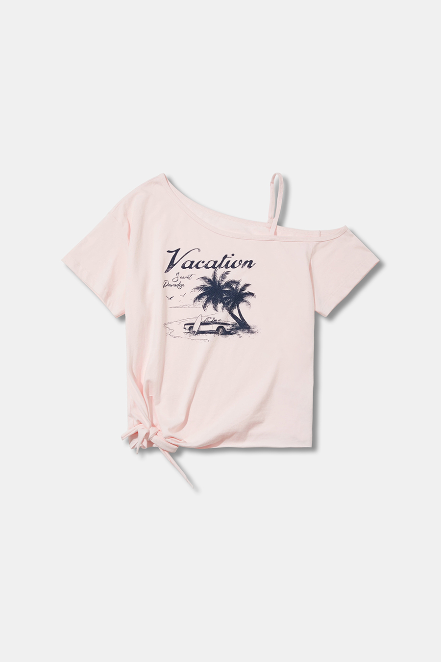 Vacation Print Asymmetrical Tee|yescci
