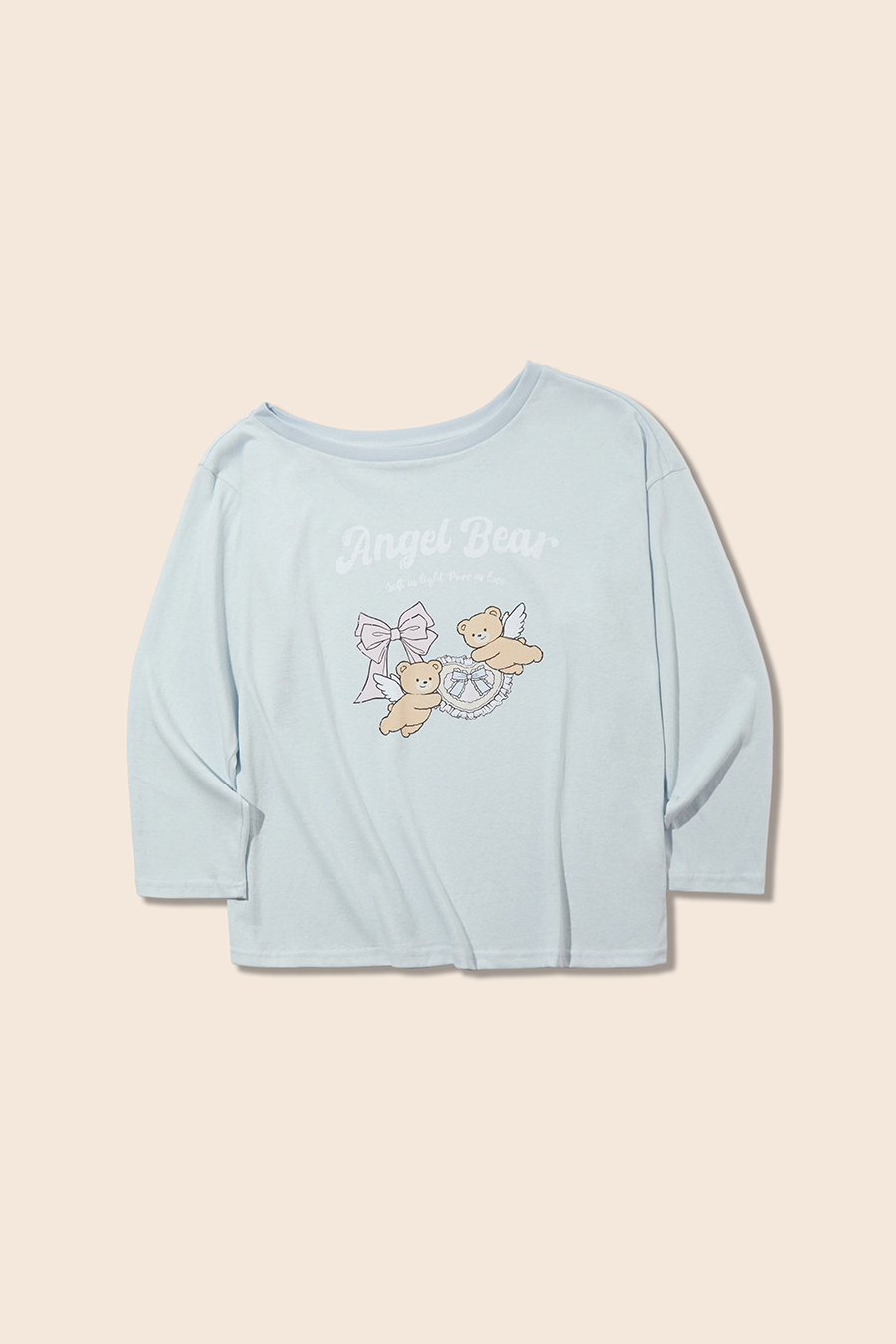 Angel Bear Print Off-Shoulder Top|yescci