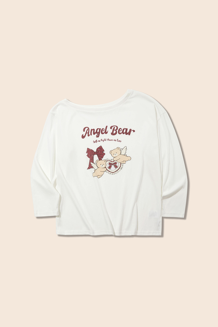 Angel Bear Print Off-Shoulder Top|yescci