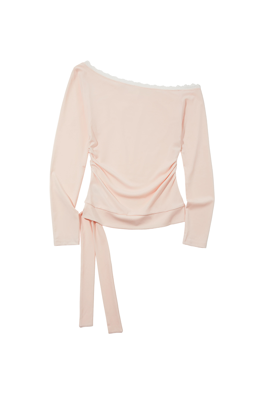 Lace Neckline Side Tie Knit Top|yescci-YESCCI.com
