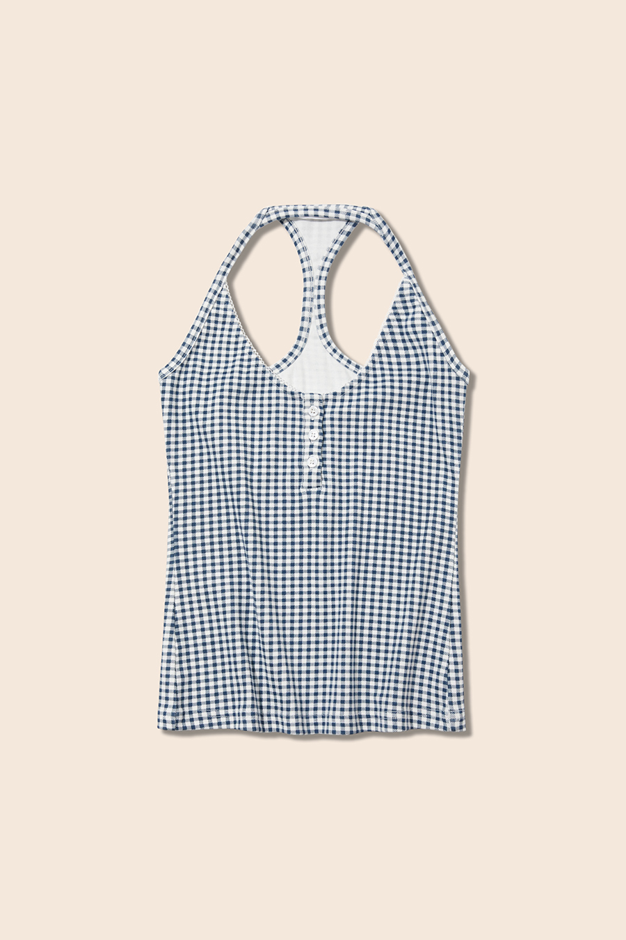 Gingham Henley Racerback Tank|yescci