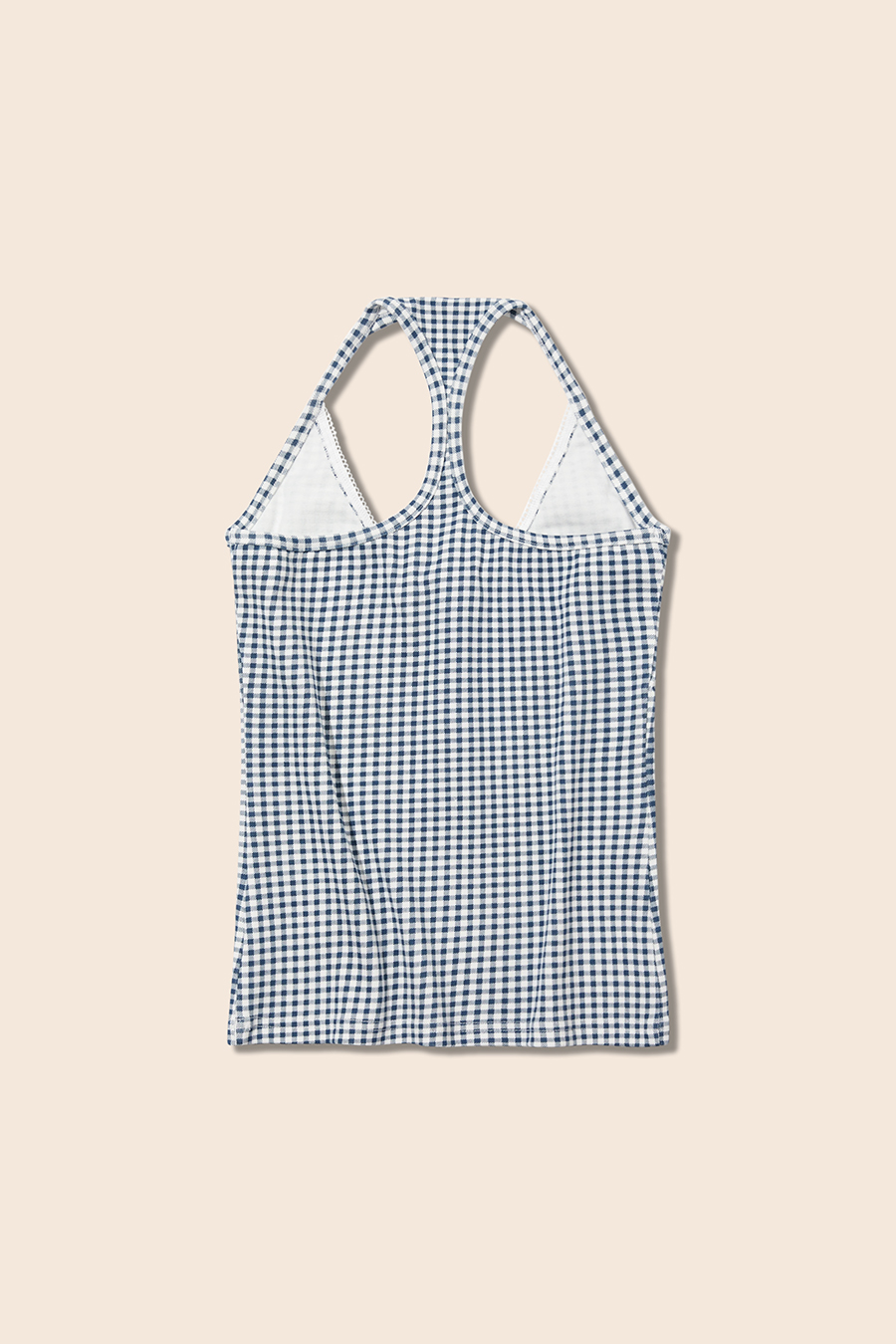 Gingham Henley Racerback Tank|yescci
