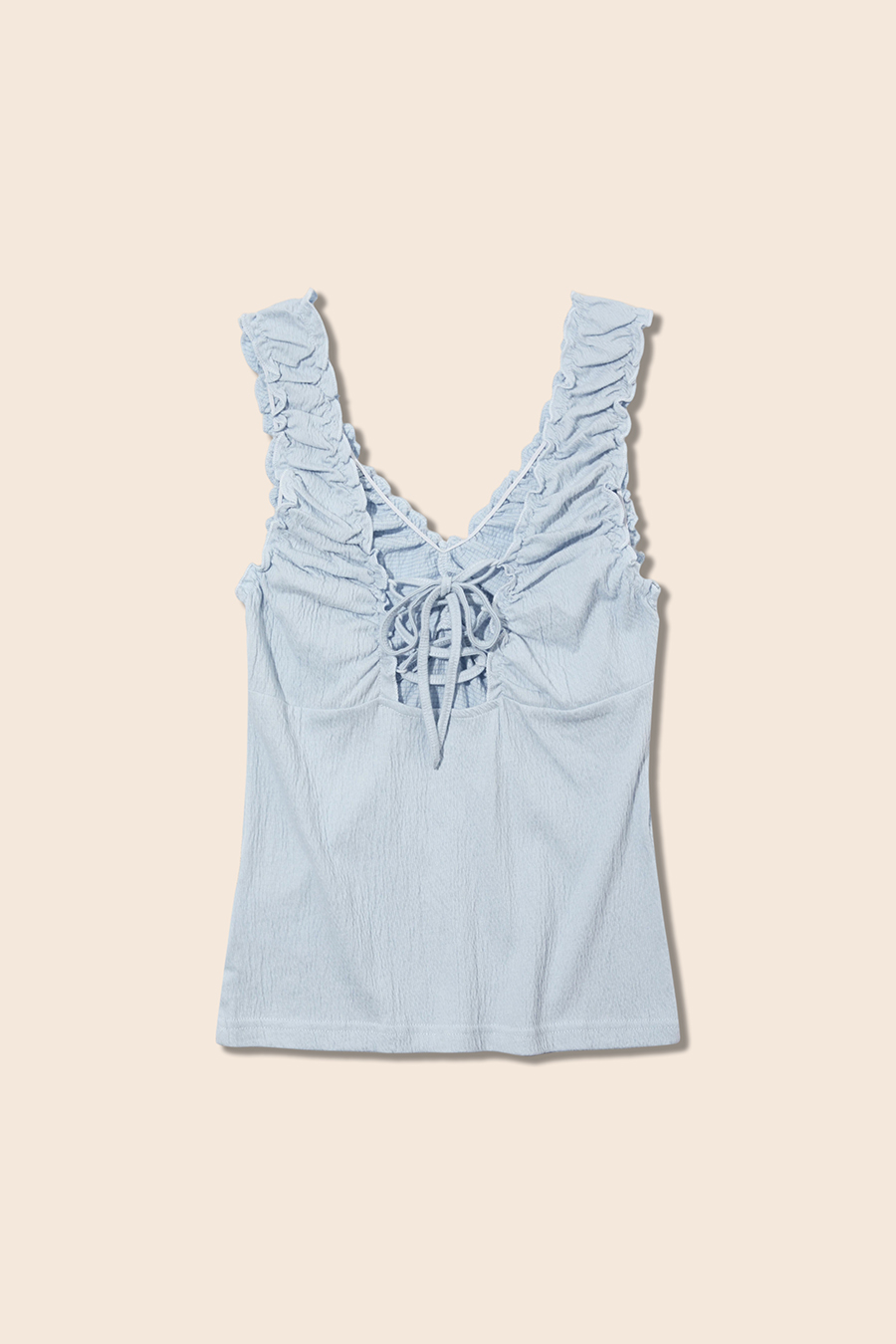 Sweet V-Neck Ruffle Strap Cami|yescci
