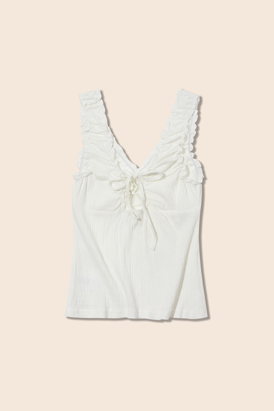 Sweet V-Neck Ruffle Strap Cami|yescci