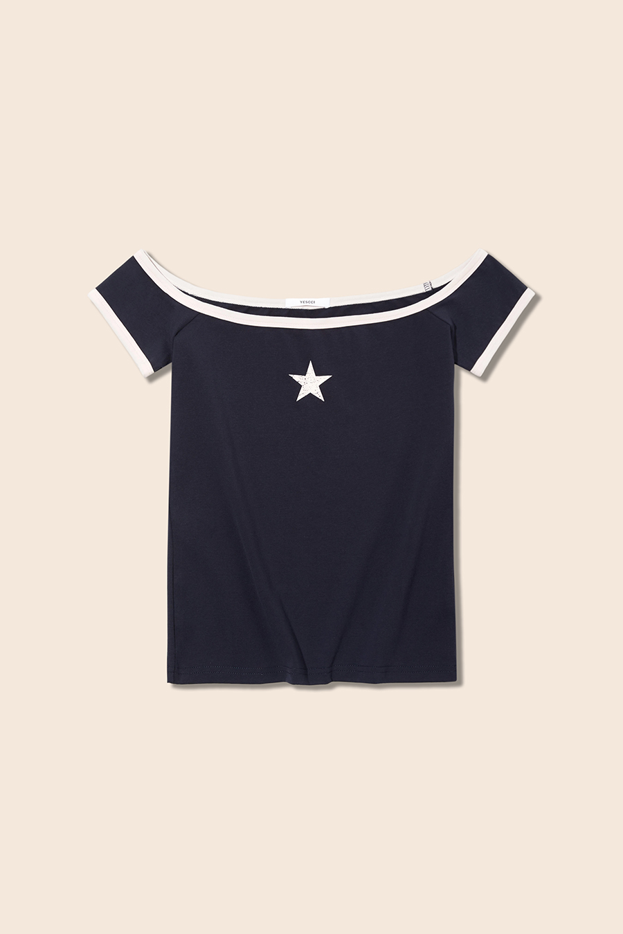 Star Print Off-Shoulder Tee|yescci-YESCCI.com